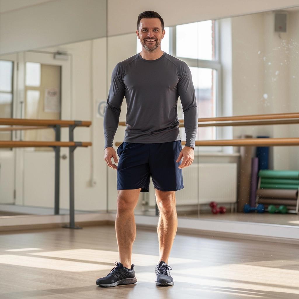 Sprzęt do fitnessu, w tym piłki i maty, przygotowane do zajęć barre i jogi.